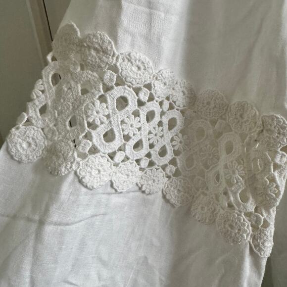 New Tuckernuck Blanc Piper Lace Tunic White Round Split Neck Long Sleeve Sz 3XL - Picture 2 of 8